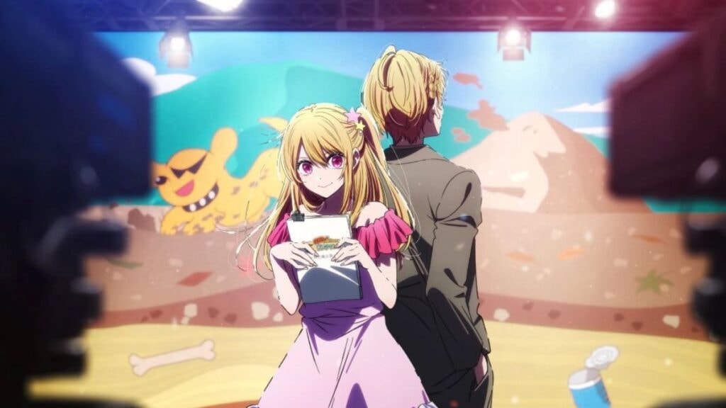 Ruby et Aqua sur un plateau télé dans Oshi no Ko